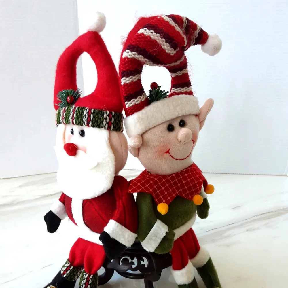 VTG FELT CHRISTMAS GNOMES WITH SILVER BELLS